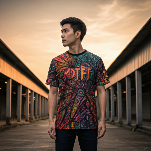 Model wearing DTF tshirt